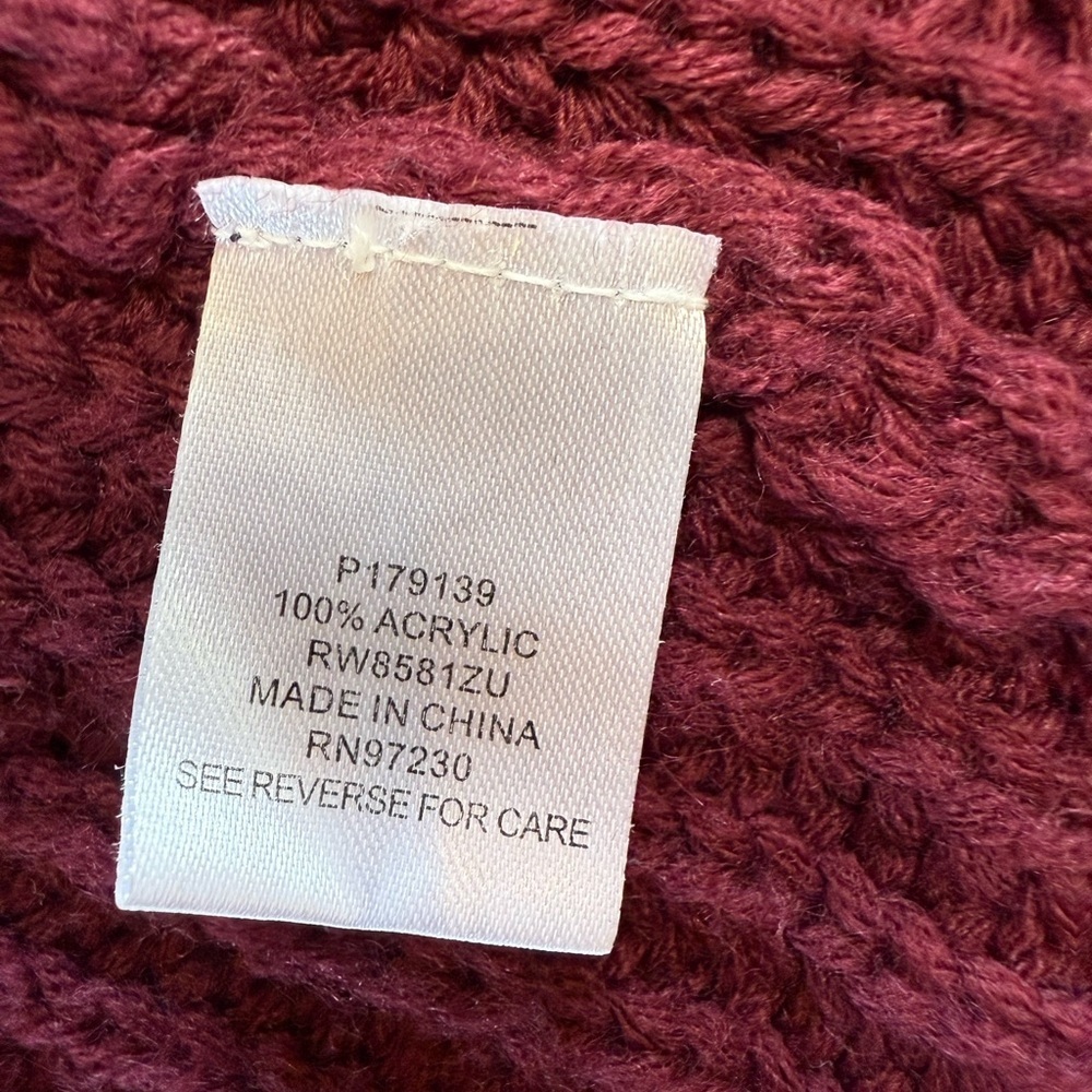 Almost Famous MEDIUM Burgundy Knit Cardigan Sweater With Back Lace Up Detail - Picture 8 of 8